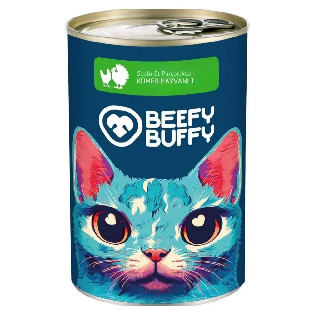 Beefy Buffy Kümes Hayvanlı Parça Etli Kedi Konservesi 415 Gr
