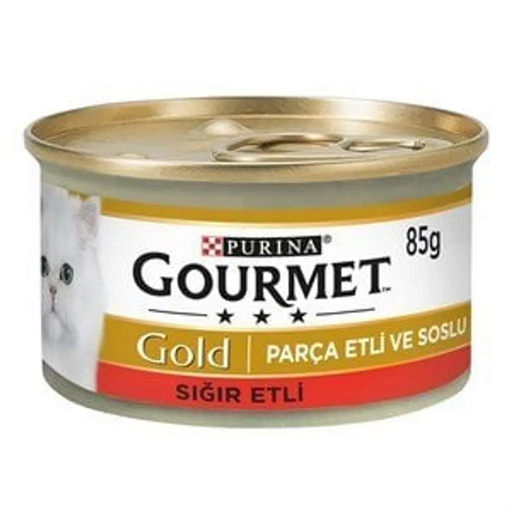 Gourmet Gold Parça Etli Soslu Sığır Etli Kedi Konserve Maması 85 Gr