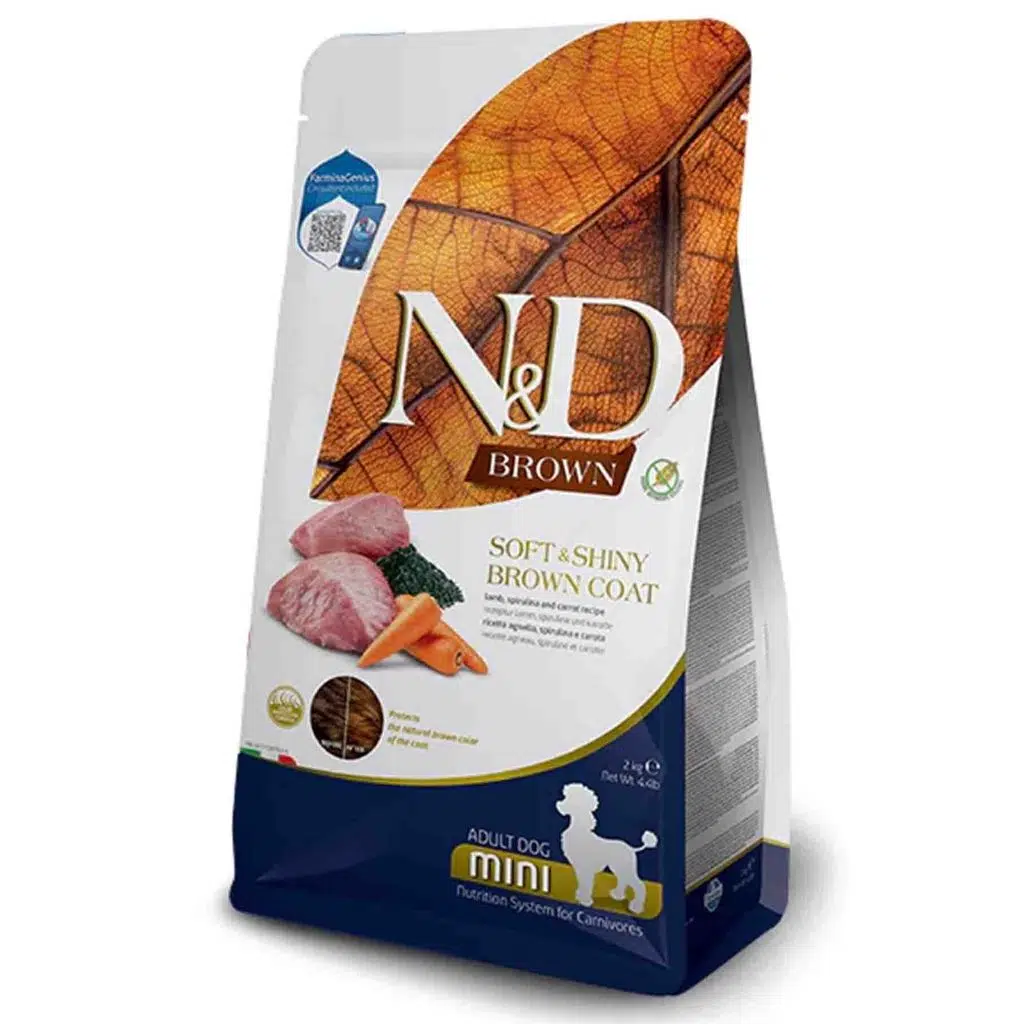N&amp;D Brown Kuzu Etli Spirulina ve Havuçlu Küçük Irk Yetişkin Köpek Maması 2 Kg