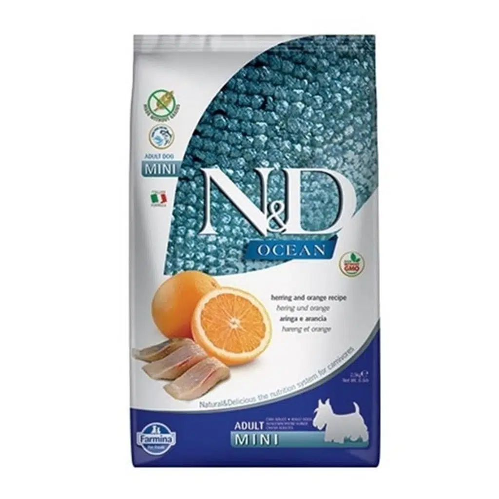 N&amp;D Ocean Tahılsız Ringa Balık Portakal 2.5 Kg Mini Yetişkin Kuru Köpek Maması