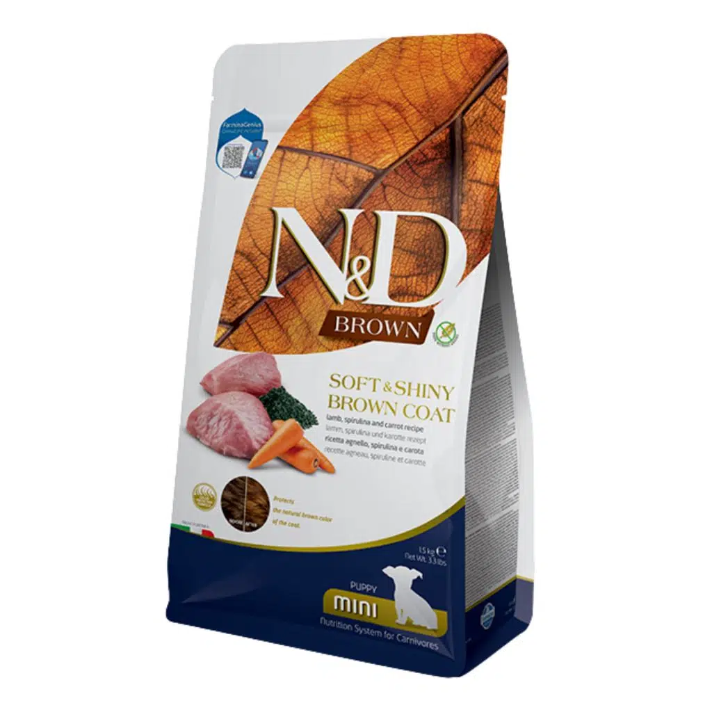 N&D Brown Kuzu Eti Spirulina ve Havuçlu Yavru Köpek Maması 1,5kg