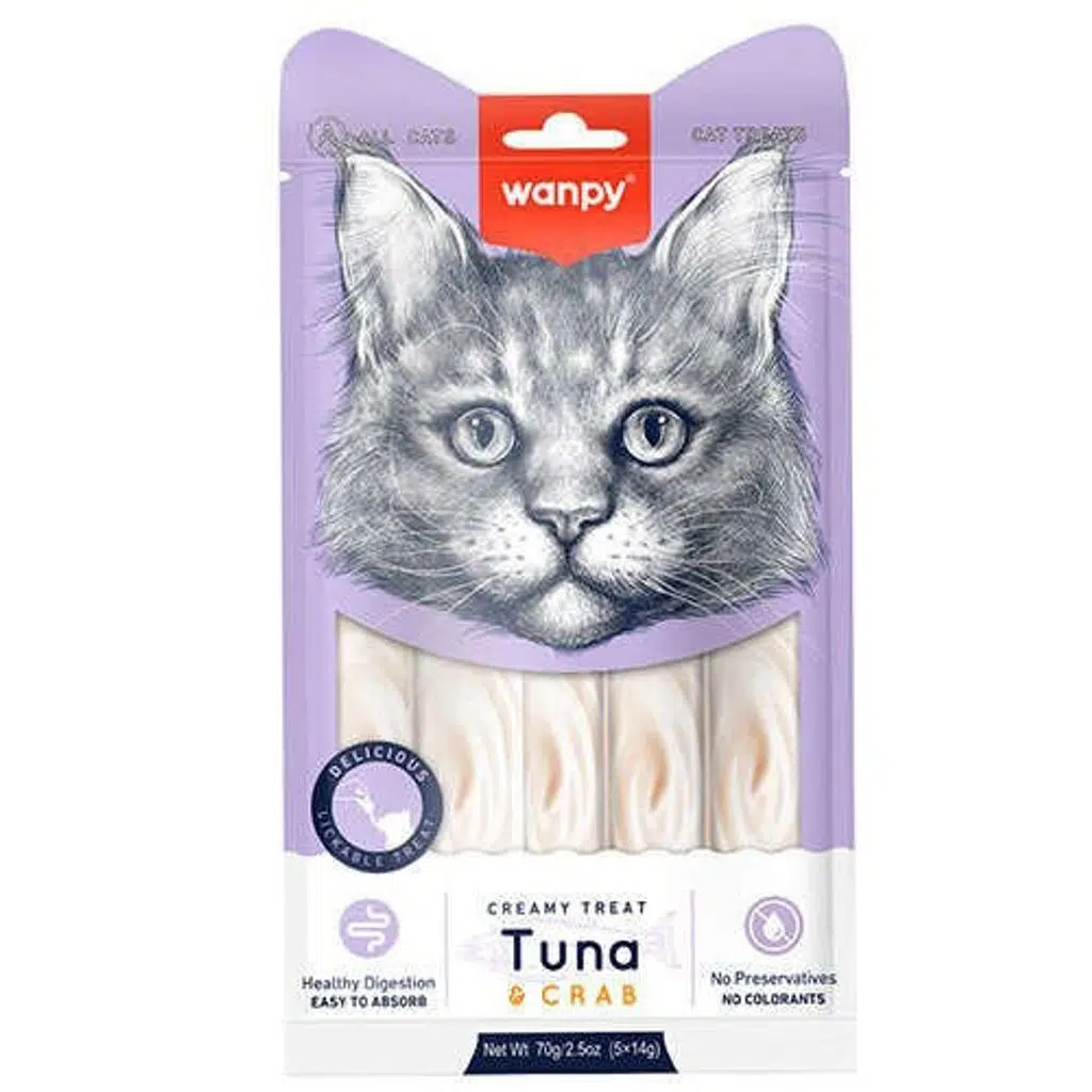 Wanpy Sıvı Kedi Ödül Maması Ton Yengeç 5*14gr RAC-55